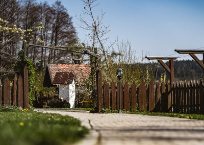 Blick in den Garten auf dem Löfflerhof