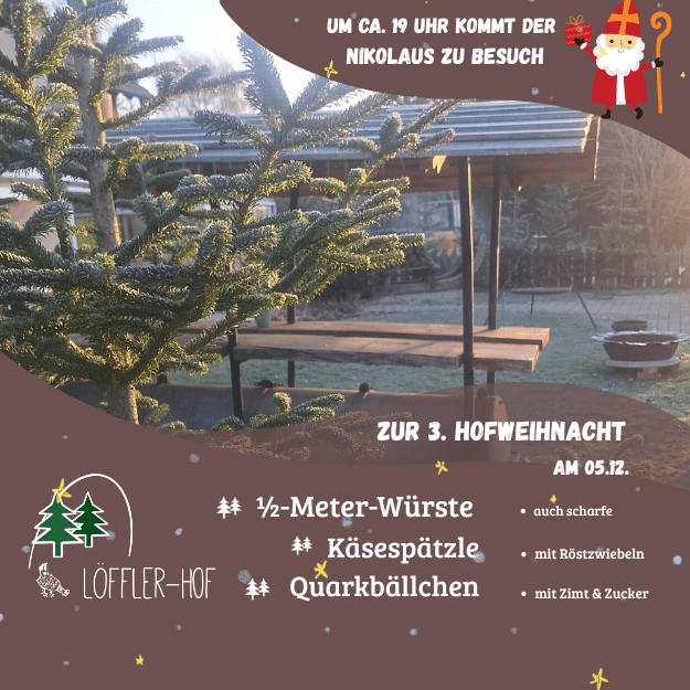 Holzstern und Lichterglanz mit dem Speisen zur 2. Hofweihnacht